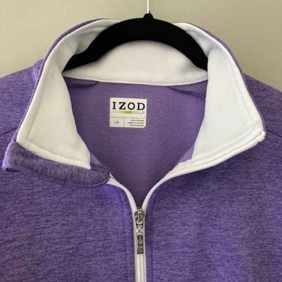IZOD Golf Heather Purple Full Zip Jacket L - Picture 6 of 6